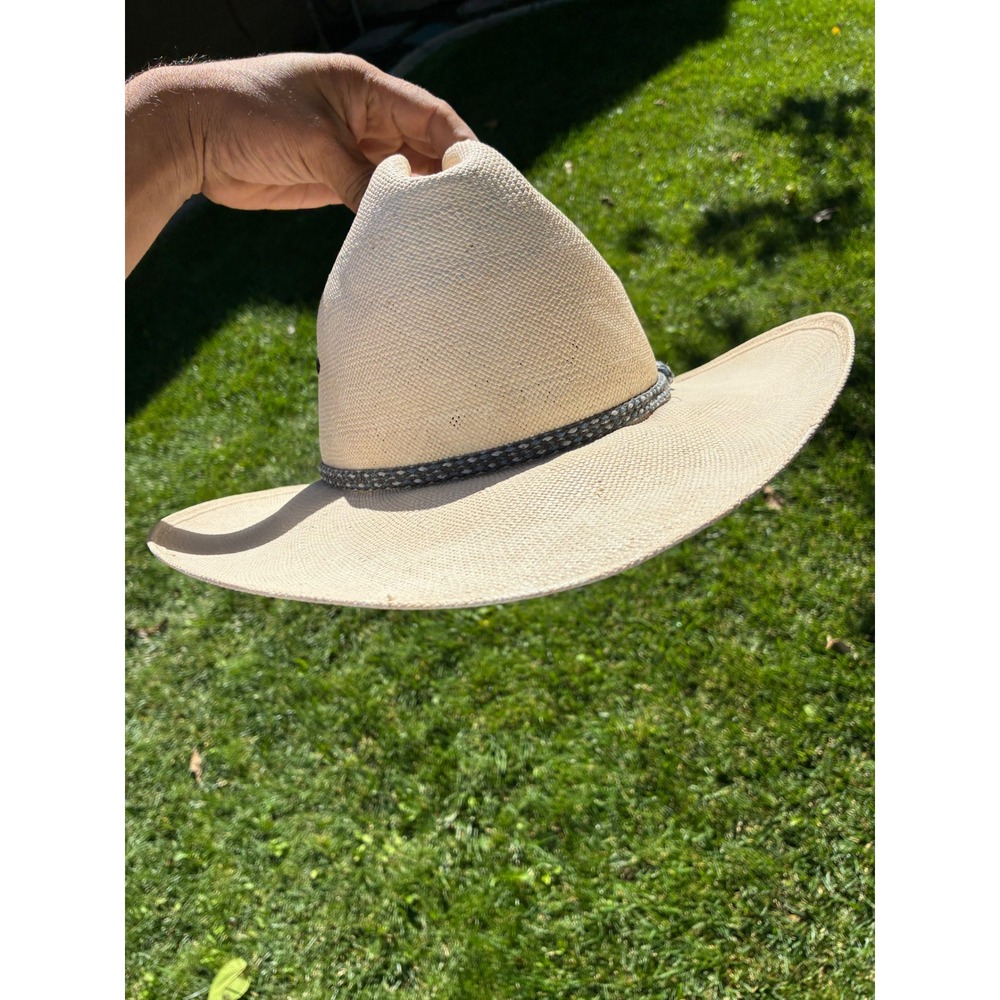 Wrangler 5X Straw Cowboy Hat Cream Western Cattleman Size 7 1/2 Made in Texas